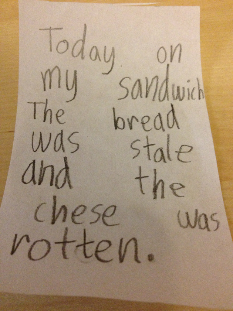 Today on my sandwich the bread was stale and the chese was rotten. Today on my sandwich the bread was stale and the chese was rotten.